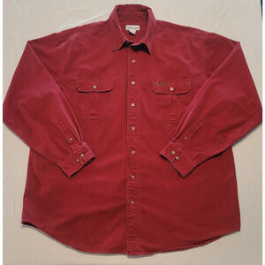 Carhartt Men’s Work Shirt 2XL Tall Red Button Front Long Sleeve 100% Cotton